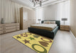 Patterned Yellow Rug in a Bedroom, pat1692brn