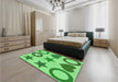 Round Machine Washable Transitional Green Rug in a Office, wshpat1692grn