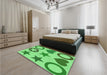 Patterned Green Rug in a Bedroom, pat1692grn