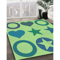 Patterned Yellow Green Rug, pat1692lblu