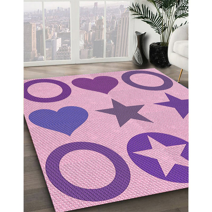 Patterned Pastel Purple Pink Rug in Family Room, pat1692pur