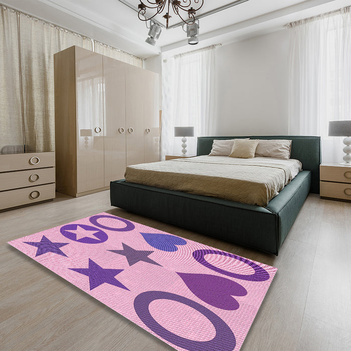 Patterned Pastel Purple Pink Rug in a Bedroom, pat1692pur
