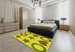 Round Machine Washable Transitional Yellow Rug in a Office, wshpat1692yw