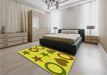 Patterned Yellow Rug in a Bedroom, pat1692yw