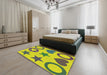 Patterned Yellow Novelty Rug in a Bedroom, pat1692