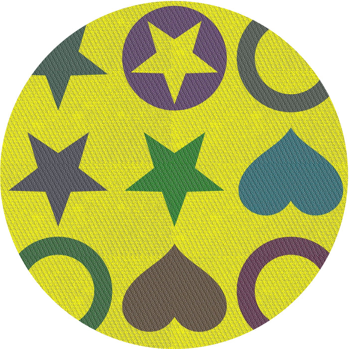 Sideview of Patterned Yellow Novelty Rug, pat1692