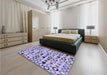 Patterned Slate Blue Rug in a Bedroom, pat1693blu