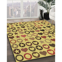 Patterned Bright Gold Yellow Rug, pat1693brn