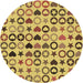 Square Patterned Bright Gold Yellow Rug, pat1693brn