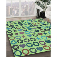 Patterned Sea Green Rug, pat1693lblu