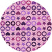 Square Machine Washable Transitional Orchid Purple Rug in a Living Room, wshpat1693pur