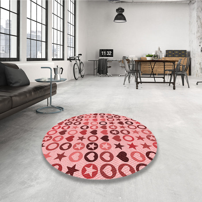 Round Patterned Pastel Pink Rug in a Office, pat1693rd