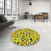 Round Patterned Chestnut Brown Novelty Rug in a Office, pat1693