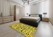 Patterned Chestnut Brown Novelty Rug in a Bedroom, pat1693