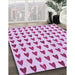 Machine Washable Transitional Neon Pink Rug in a Family Room, wshpat1694pur