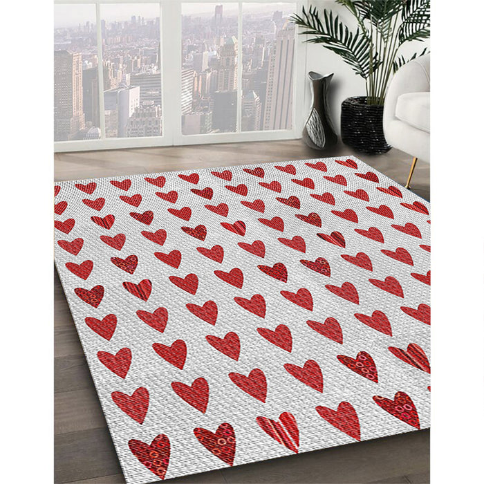 Patterned Cherry Red Novelty Rug in Family Room, pat1694