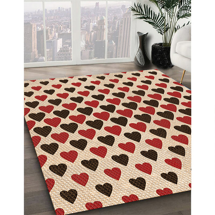 Machine Washable Transitional Deep Peach Orange Rug in a Family Room, wshpat1695org