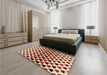 Round Machine Washable Transitional Deep Peach Orange Rug in a Office, wshpat1695org