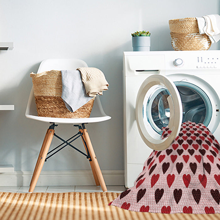 Machine Washable Transitional Deep Rose Pink Rug in a Washing Machine, wshpat1695rd