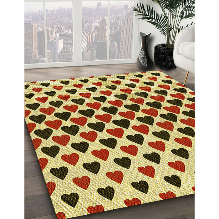 Machine Washable Transitional Tomato Red Rug in a Family Room, wshpat1695yw