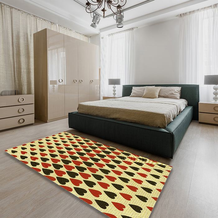 Round Machine Washable Transitional Tomato Red Rug in a Office, wshpat1695yw