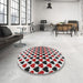 Round Patterned Gray Abstract Machine Washable Rug in a Office, wshpat1695