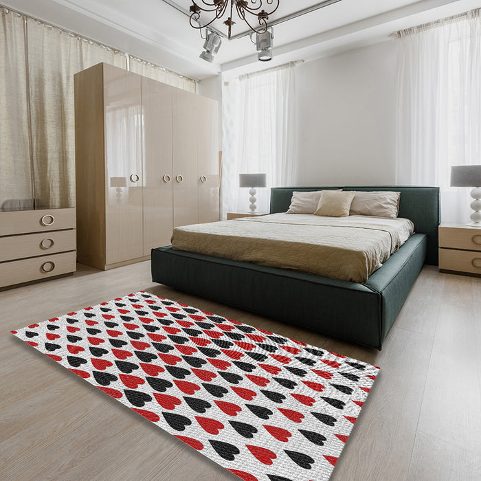 Patterned Gray Abstract Machine Washable Rug in a Bedroom, wshpat1695