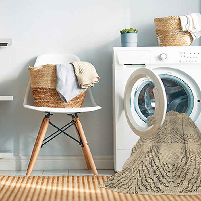 Machine Washable Transitional Golden Blonde Gold Rug in a Washing Machine, wshpat1696brn