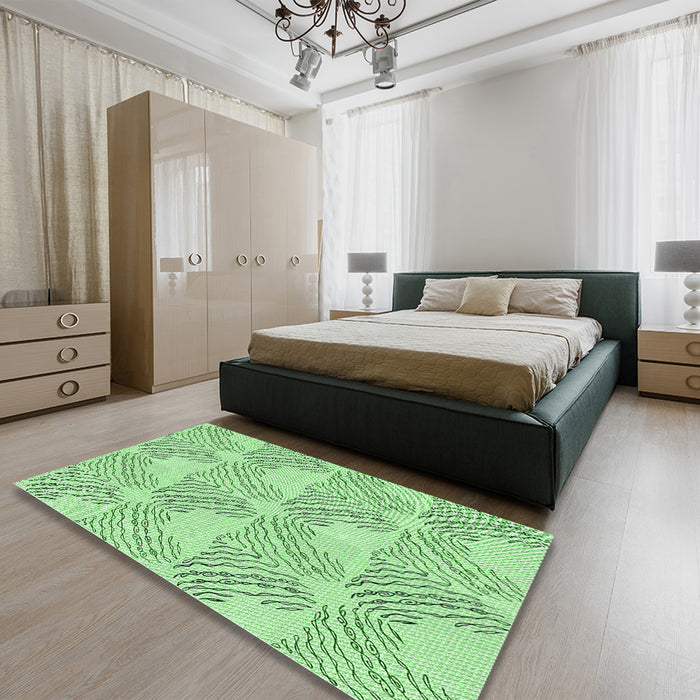 Round Machine Washable Transitional Light Green Rug in a Office, wshpat1696grn