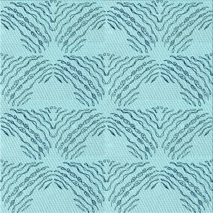 Round Machine Washable Transitional Blue Rug, wshpat1696lblu