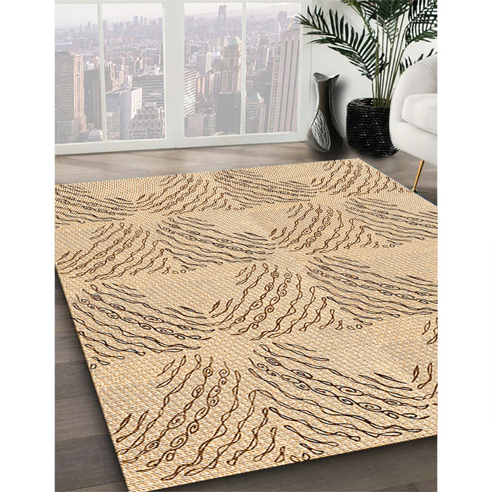 Machine Washable Transitional Khaki Gold Rug in a Family Room, wshpat1696org