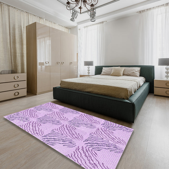 Round Machine Washable Transitional Purple Rug in a Office, wshpat1696pur