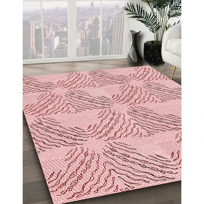 Machine Washable Transitional Light Red Pink Rug in a Family Room, wshpat1696rd