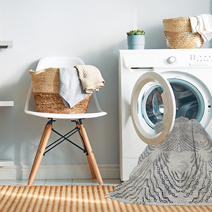 Patterned Granite Gray Abstract Machine Washable Rug in a Washing Machine, wshpat1696
