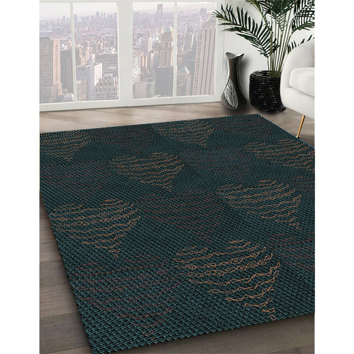 Machine Washable Transitional Black Rug in a Family Room, wshpat1697lblu