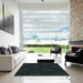 Machine Washable Transitional Black Rug in a Kitchen, wshpat1697lblu