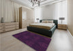 Round Machine Washable Transitional Dark Magenta Purple Rug in a Office, wshpat1697pur