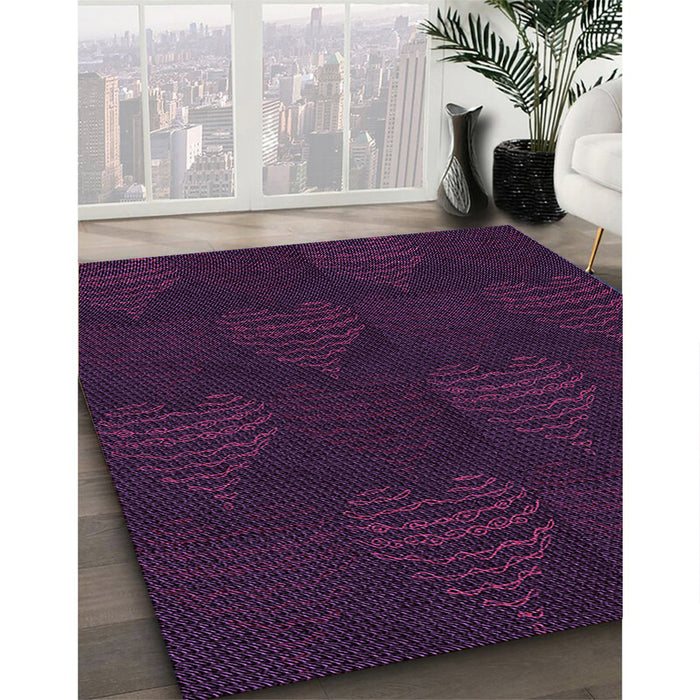 Machine Washable Transitional Dark Magenta Purple Rug in a Family Room, wshpat1697pur