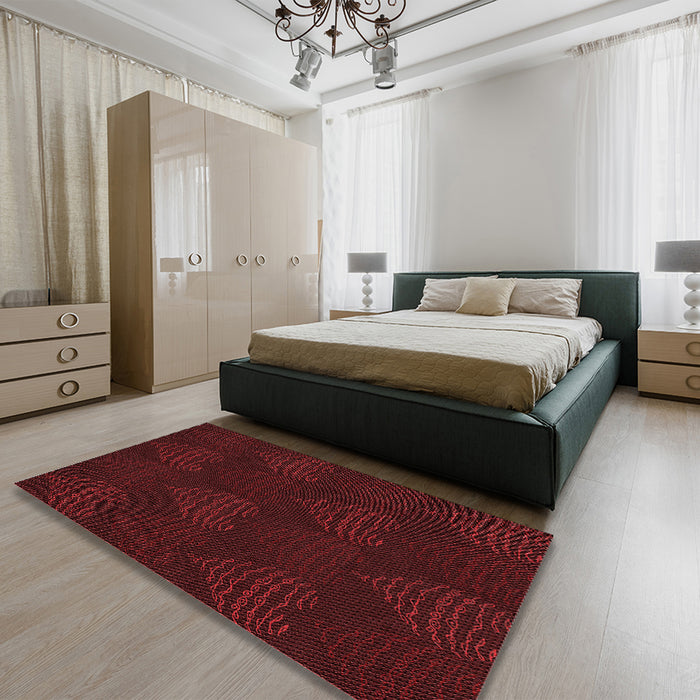 Round Machine Washable Transitional Black Brown Rug in a Office, wshpat1697rd