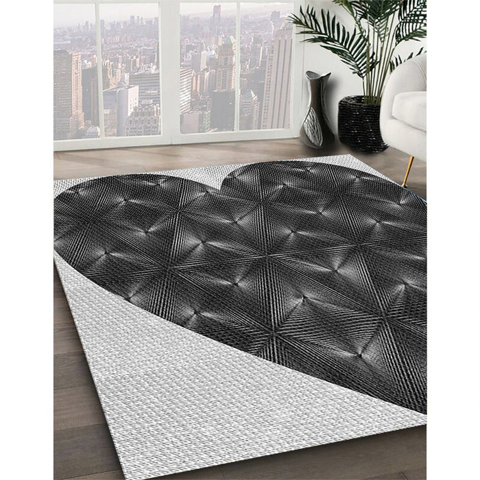 Machine Washable Transitional Charcoal Black Rug in a Family Room, wshpat1698gry