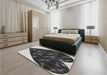 Round Machine Washable Transitional Charcoal Black Rug in a Office, wshpat1698gry