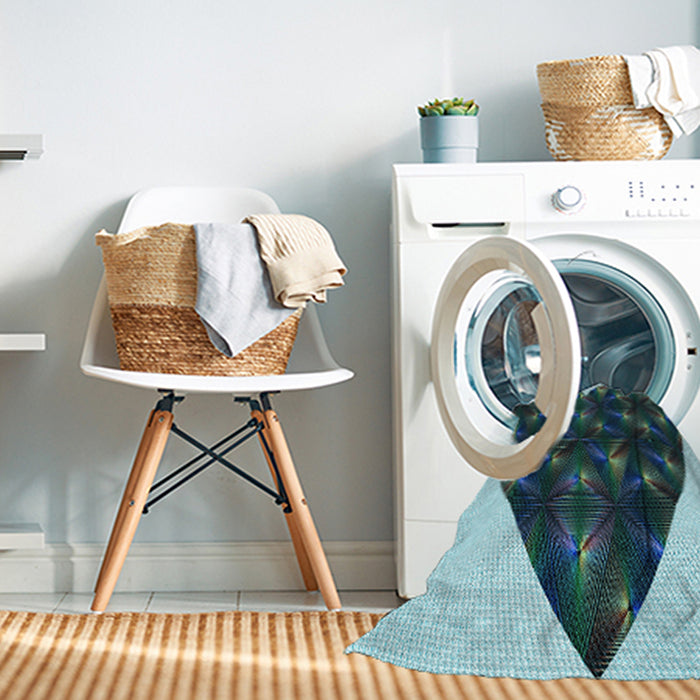Machine Washable Transitional Deep-Sea Blue Rug in a Washing Machine, wshpat1698lblu