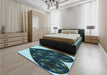 Round Machine Washable Transitional Deep-Sea Blue Rug in a Office, wshpat1698lblu