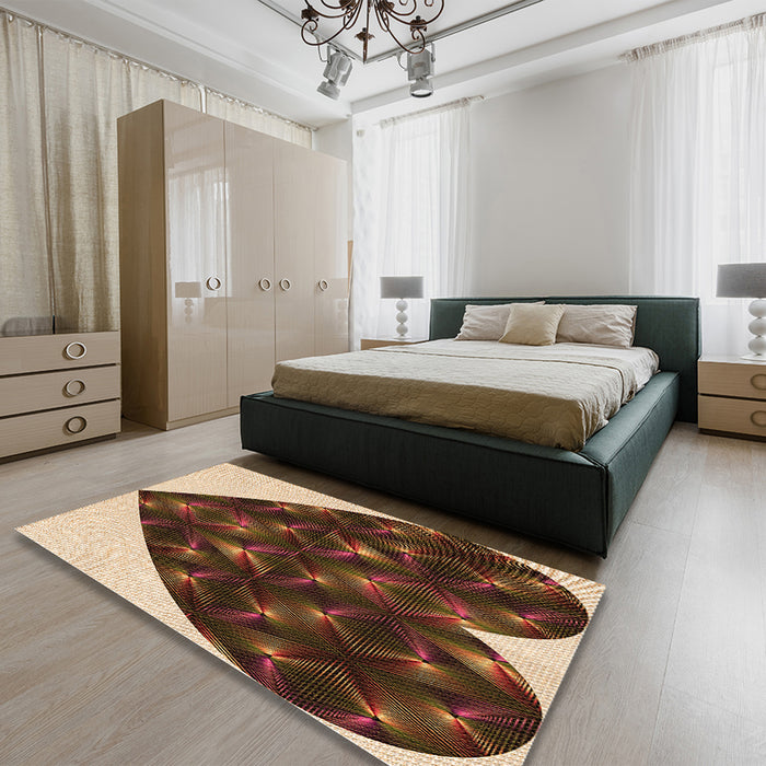Round Machine Washable Transitional Brown Sand Brown Rug in a Office, wshpat1698org