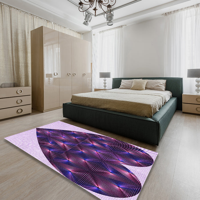 Round Machine Washable Transitional Purple Rug in a Office, wshpat1698pur