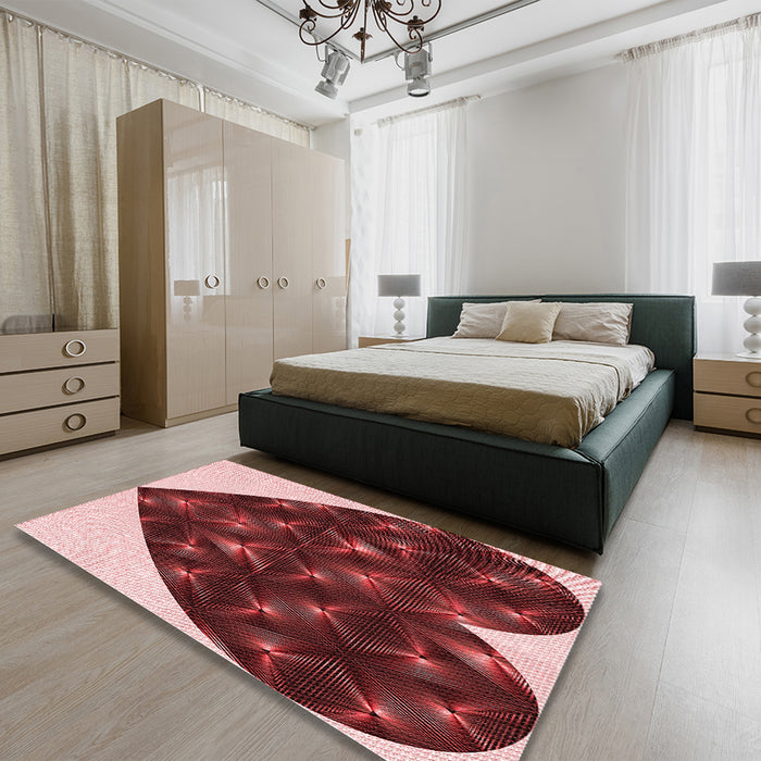 Round Machine Washable Transitional Light Coral Pink Rug in a Office, wshpat1698rd