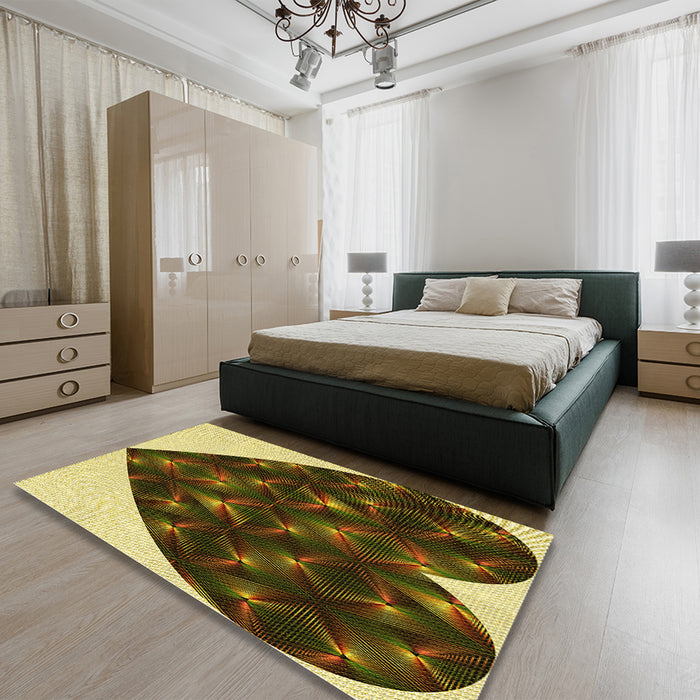 Round Machine Washable Transitional Night Red Rug in a Office, wshpat1698yw