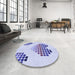 Round Patterned Blue Rug in a Office, pat1699blu