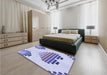 Patterned Blue Rug in a Bedroom, pat1699blu