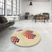 Round Patterned Khaki Gold Rug in a Office, pat1699brn